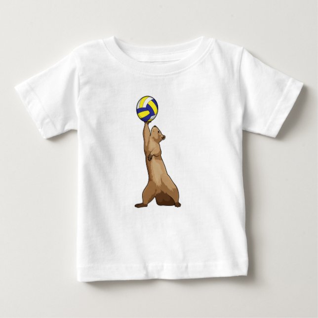 Camiseta Para Bebê Esquilo com voleibol (Frente)