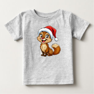 Camiseta Para Bebê Esquilo de desenho animado adorável com chapéu de