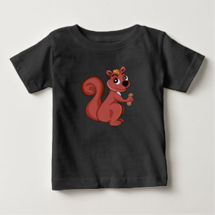 Camiseta Para Bebê Esquilo de desenho animado fofo com um amendoim