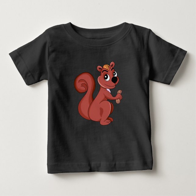 Camiseta Para Bebê Esquilo de desenho animado fofo com um amendoim (Frente)
