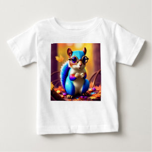 Camiseta Para Bebê Esquilo de desfoque em branco com vidro