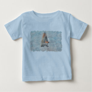 Camiseta Para Bebê Esquilo de inverno bonito com amendoim
