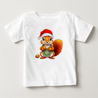 Camiseta Para Bebê Esquilo de Natal – Design de Férias para Bebês