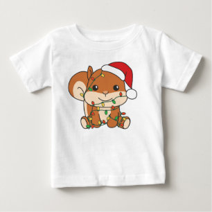 Camiseta Para Bebê Esquilo de Natal para Animais de inverno