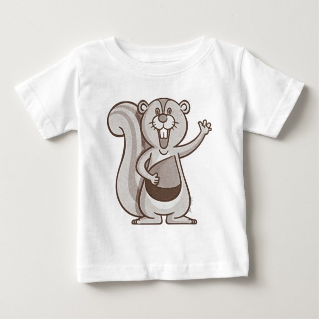 Camiseta Para Bebê Esquilo feliz (Frente)