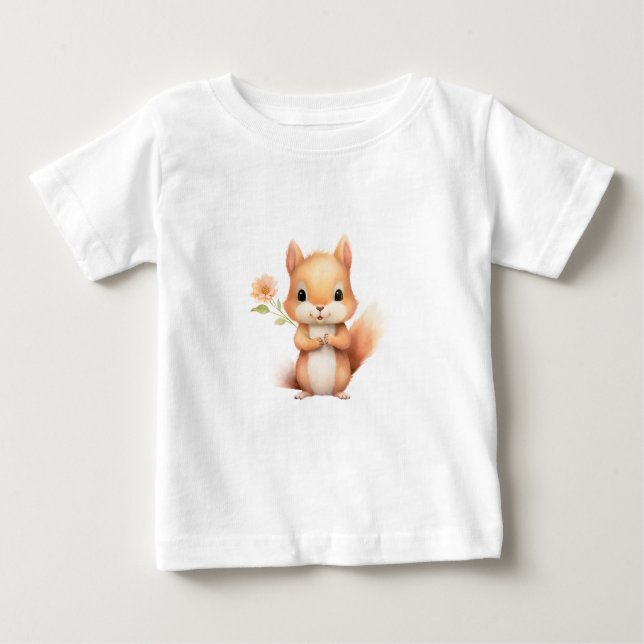 Camiseta Para Bebê Esquilo Fofo (Frente)