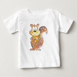Camiseta Para Bebê Esquilo Marrom Branco Bonito