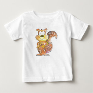Camiseta Para Bebê Esquilo Marrom Branco Bonito