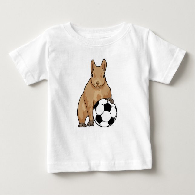 Camiseta Para Bebê Esquilo no Esporte do Futebol (Frente)