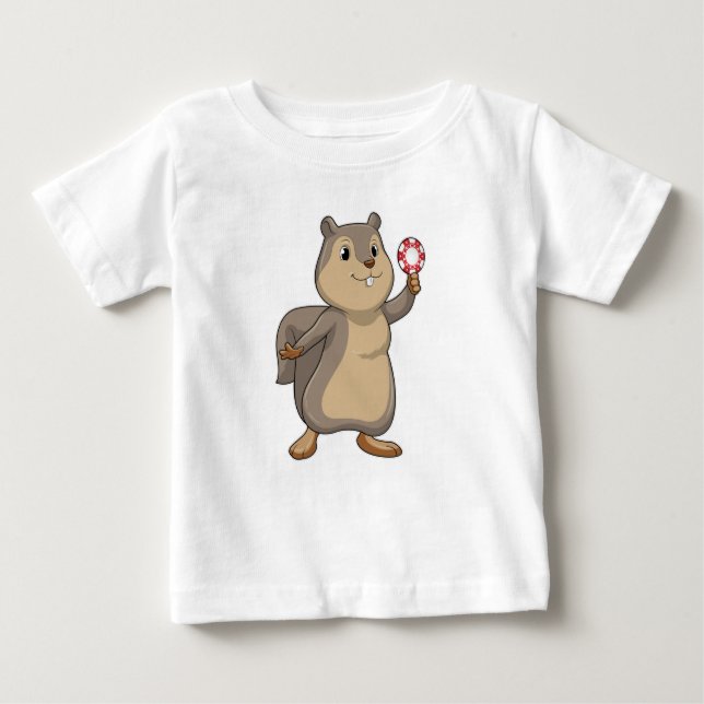 Camiseta Para Bebê Esquilo no Poker com batatas fritas (Frente)