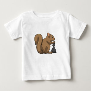 Camiseta Para Bebê Esquilo no xadrez com bispo de xadrez
