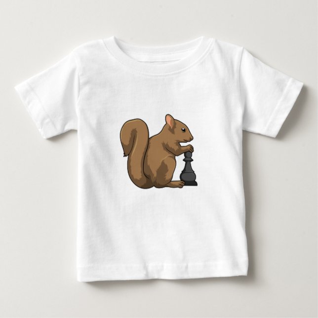 Camiseta Para Bebê Esquilo no xadrez com bispo de xadrez (Frente)
