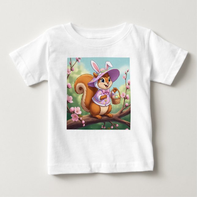 Camiseta Para Bebê Esquilo páscoa (Frente)