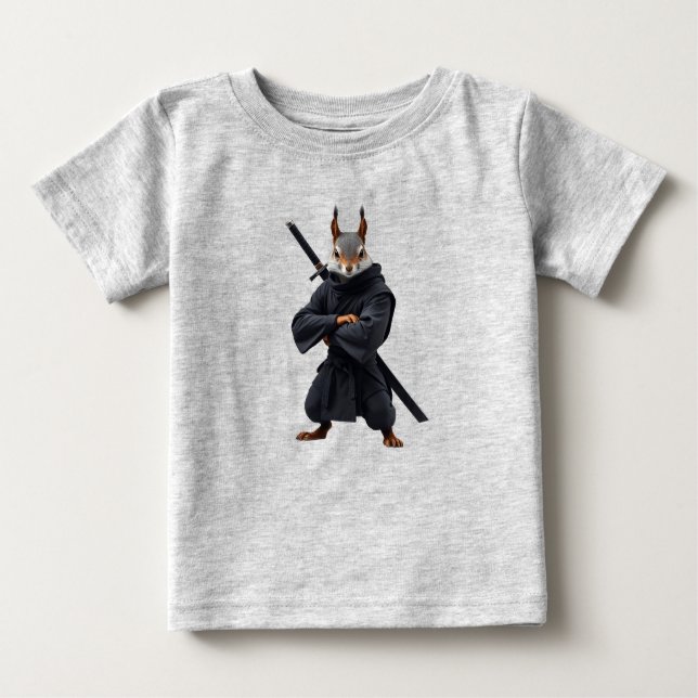 Camiseta Para Bebê Esquilo Samurai (Frente)