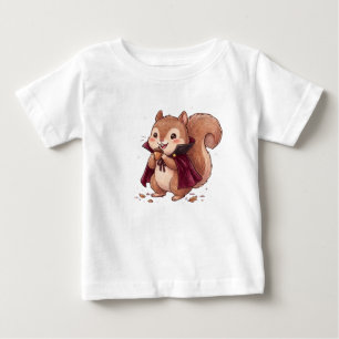 Camiseta Para Bebê Esquilo Vampiro Fofo com Cape de Halloween de Bolo