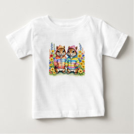 Camiseta Para Bebê Esquilos-ariranha arco-íris