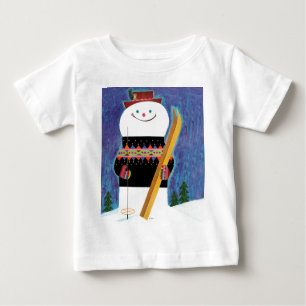 Camiseta Para Bebê Esquis para o boneco de neve
