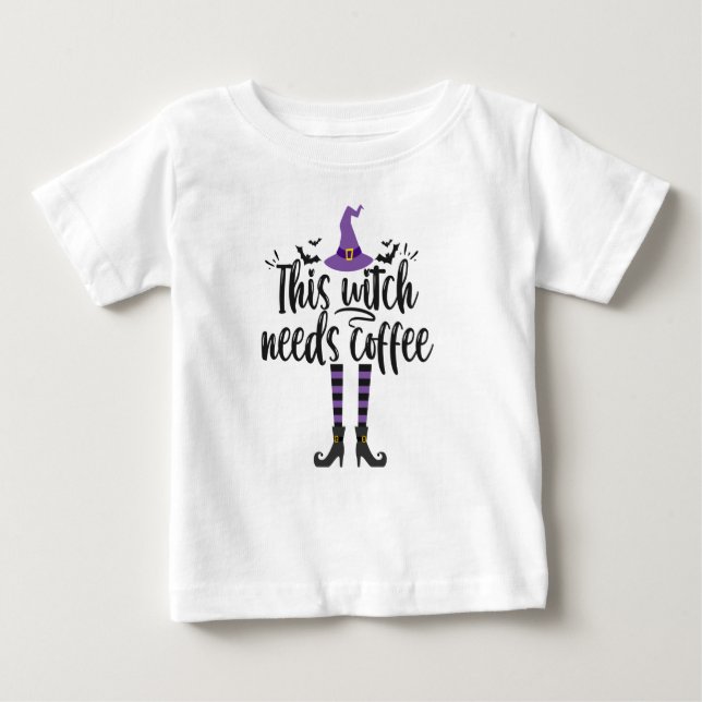 Camiseta Para Bebê Esta bruxa Precisa De Café Amantes De Café Engraça (Frente)