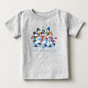 Camiseta Para Bebê Esta é a temporada de Jolly Dancing Jolly Snowmen