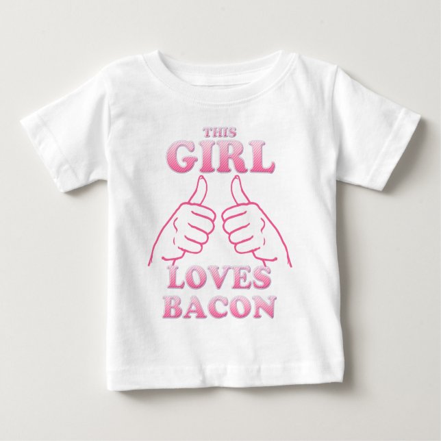 Camiseta Para Bebê Esta garota ama Bacon a rosa (Frente)