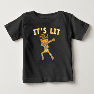 CAMISETA PARA BEBÊ ESTÁ LITUDO - DABBING HALLOWEEN PUMPKIN SKELETON