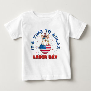Camiseta Para Bebê Está na hora de relaxar o dia do trabalho, Cachorr