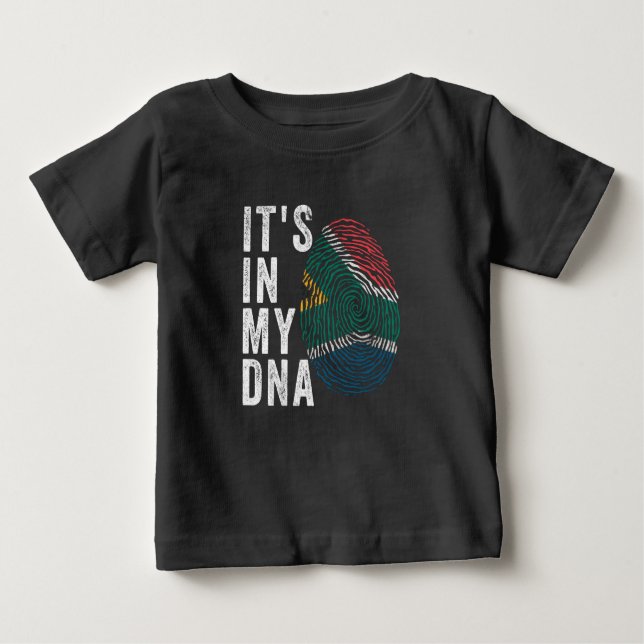 Camiseta Para Bebê Está no meu DNA - Bandeira da África do Sul (Frente)
