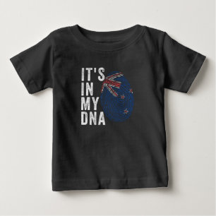 Camiseta Para Bebê Está no meu DNA - Sinalizador Nova Zelândia