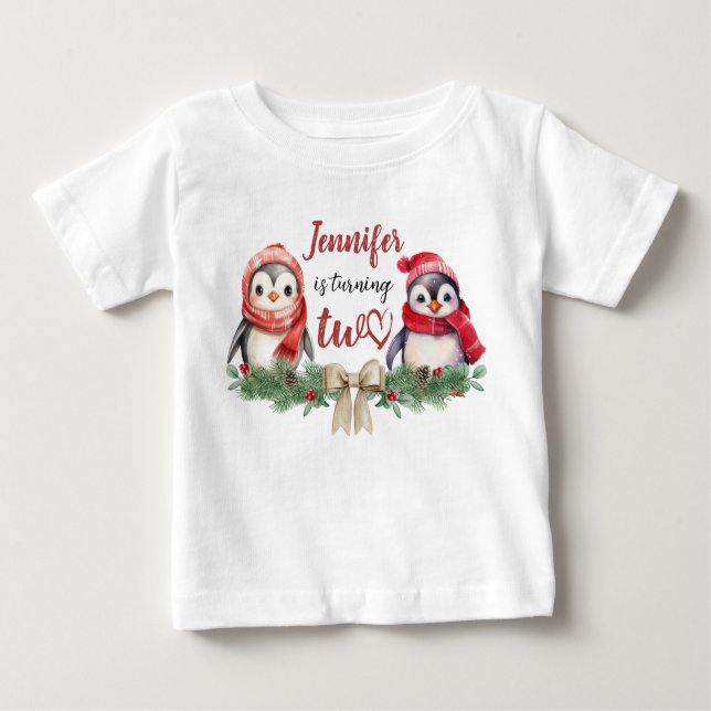 Camiseta Para Bebê Está virando dois | segundo aniversário de Natal p (Frente)