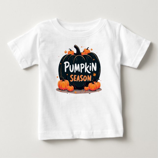 Camiseta Para Bebê Estação de Abóbora, Dia de Ação de Graças (Frente)