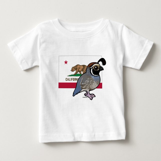 Camiseta Para Bebê Estado Birdorable: California Quail (Frente)