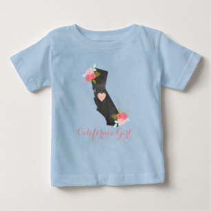 Camiseta Para Bebê Estado chique de Califórnia & menina móvel do