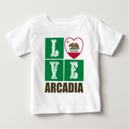 Camiseta Para Bebê Estado da Califórnia Flag Heart Arcadia