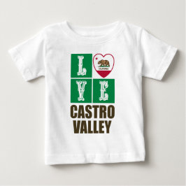 Camiseta Para Bebê Estado da Califórnia Flag Heart Castro Valley