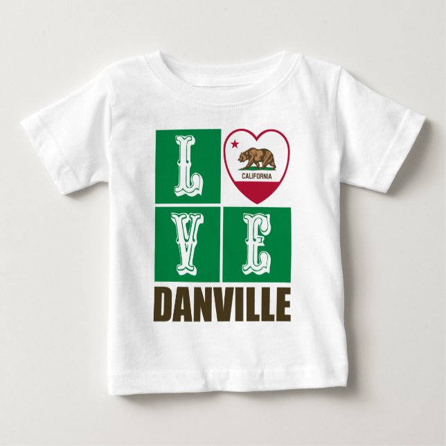Camiseta Para Bebê Estado da Califórnia Flag Heart Danville (Frente)