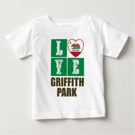 Camiseta Para Bebê Estado da Califórnia Flag Heart Griffith Park