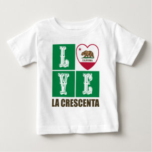 Camiseta Para Bebê Estado da Califórnia Flag Heart La Crescenta