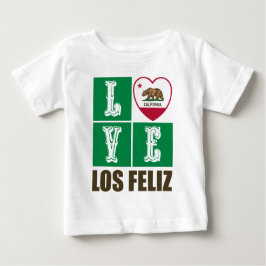 Camiseta Para Bebê Estado da Califórnia Flag Heart Los Feliz
