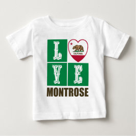 Camiseta Para Bebê Estado da Califórnia Flag Heart Montrose
