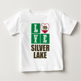 Camiseta Para Bebê Estado da Califórnia Flag Heart Silver Lake