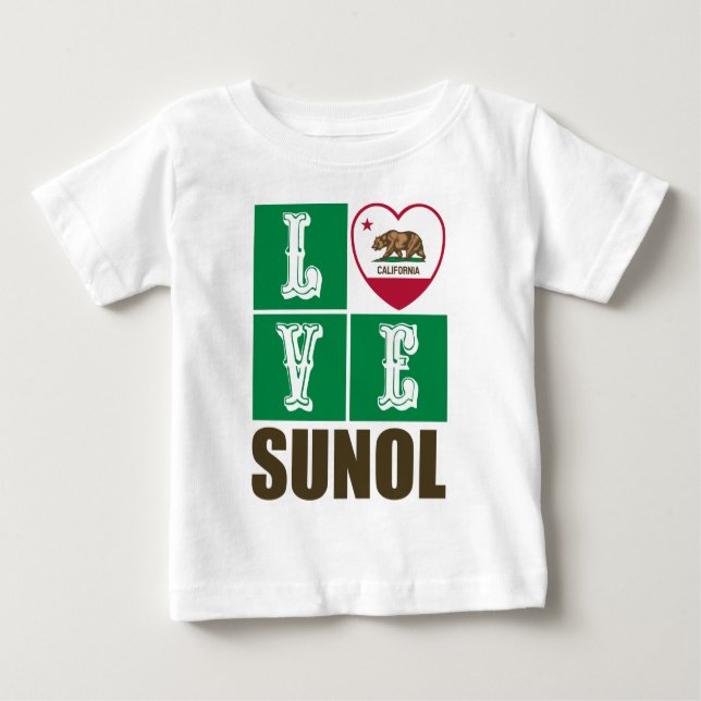 Camiseta Para Bebê Estado da Califórnia Flag Heart Sunol (Frente)
