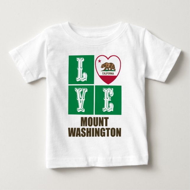 Camiseta Para Bebê Estado da Califórnia Sinalizador Heart Love Monte  (Frente)