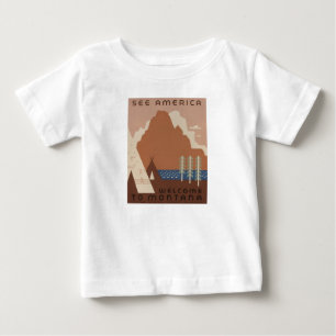 Camiseta Para Bebê Estado de Montana: Tribos Indígenas, Montanhas, Pr
