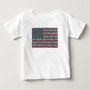Camiseta Para Bebê Estados & capitais dos Estados Unidos da América