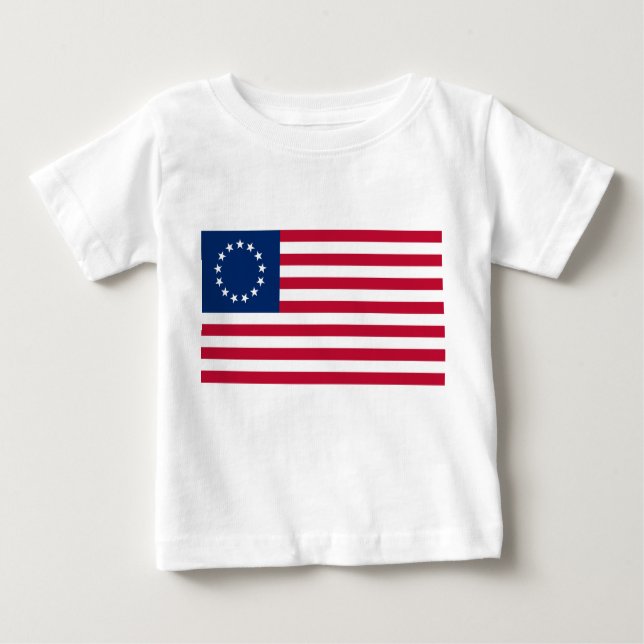 Camiseta Para Bebê Estados Unidos Betsy Ross Flag (Frente)