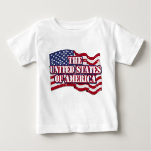 Camiseta Para Bebê Estados Unidos da América com bandeira aflita