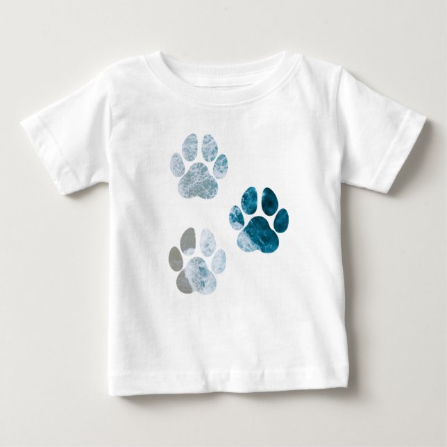 Camiseta Para Bebê Estampas de pata de cão - Ondas de praia e areia (Frente)