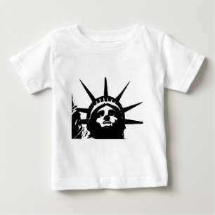 Camiseta Para Bebê Estátua da Liberdade Pop Art Preto e Branco