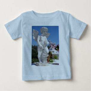 Camiseta Para Bebê Estátua De Anjo Em Azul Claro