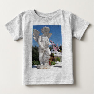 Camiseta Para Bebê Estátua De Anjo Na Cinza